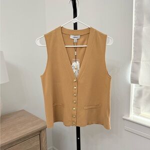 Jason Wu Tan Brown Knitted Button-Up Vest Top Size Small